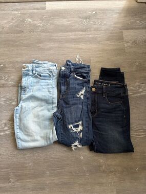 American Eagle Jeggings Bundle — Light, Distressed Medium, Dark Wash THREE PAIRS